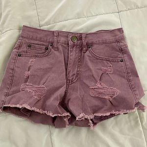 Light wash purple jean shorts